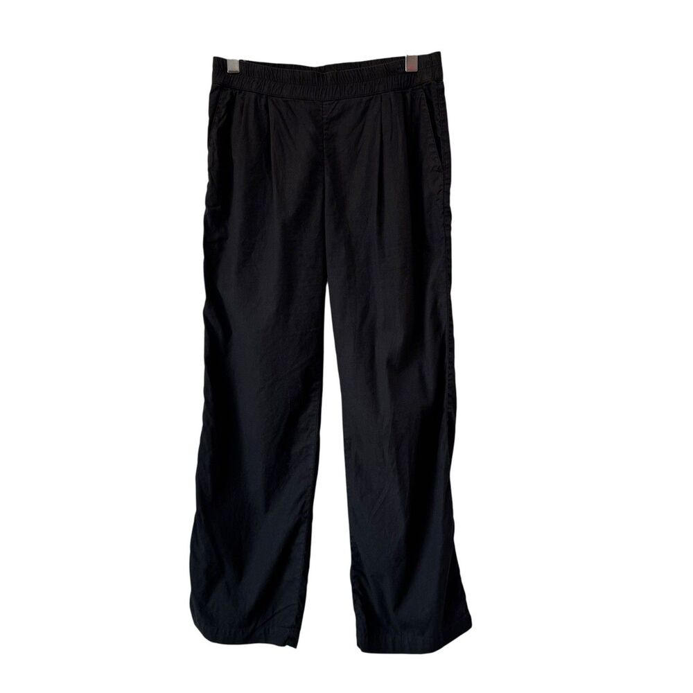 James Perse Pants Womens 2 Medium Black Wide Leg Pull On Linen Cotton Blend FLAW